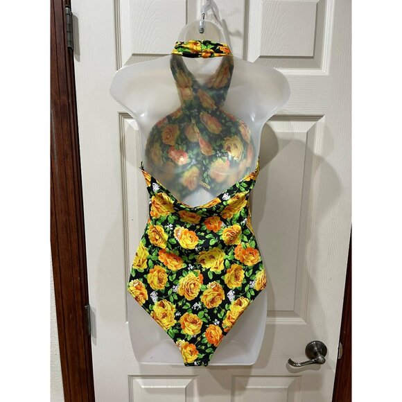 Zara Womens Yellow Floral Halter Neck Bodysuit Size M - Picture 3 of 6